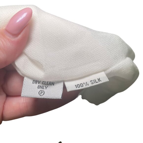 Monique Leshman White Embroidered 100% Silk Sheer Blouse Tunic Top Size Small - Picture 5 of 7